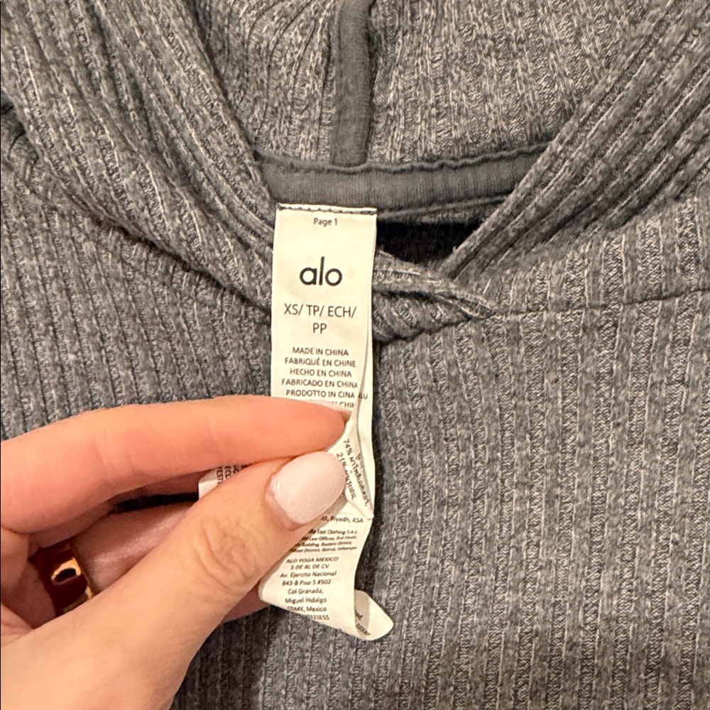 Alo Ribbed Women's Cropped Hoodie - Picture 2 of 6